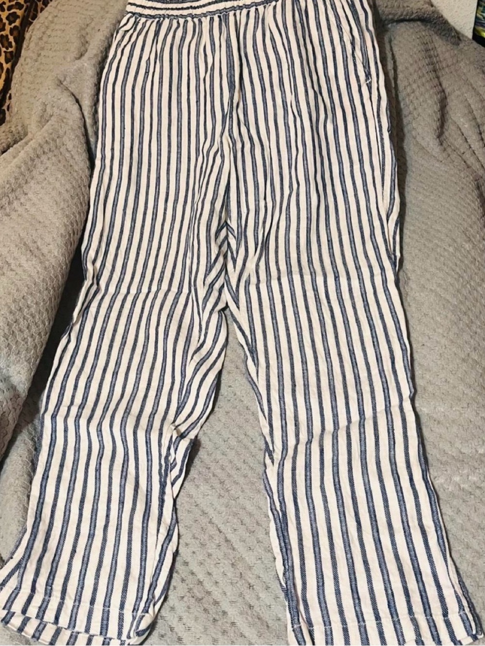 Tahari Navy and White Striped Lounge Joggers